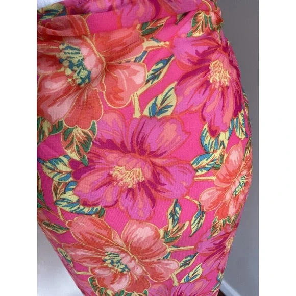 Beach Riot Pink Floral Sarong Women OS Wrap Skirt Polyester Resort Swim Tropical - Picture 4 of 12